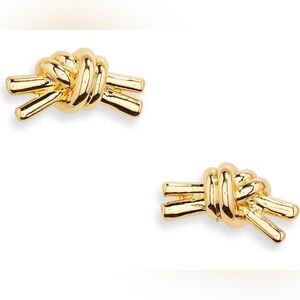House of Harlow 1960 Knotted Small Pale Gold Stud Metallic Earrings NEW